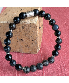 Bracelet Agate noire et...