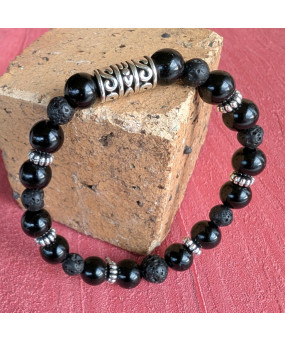 Bracelet Agate noire et...