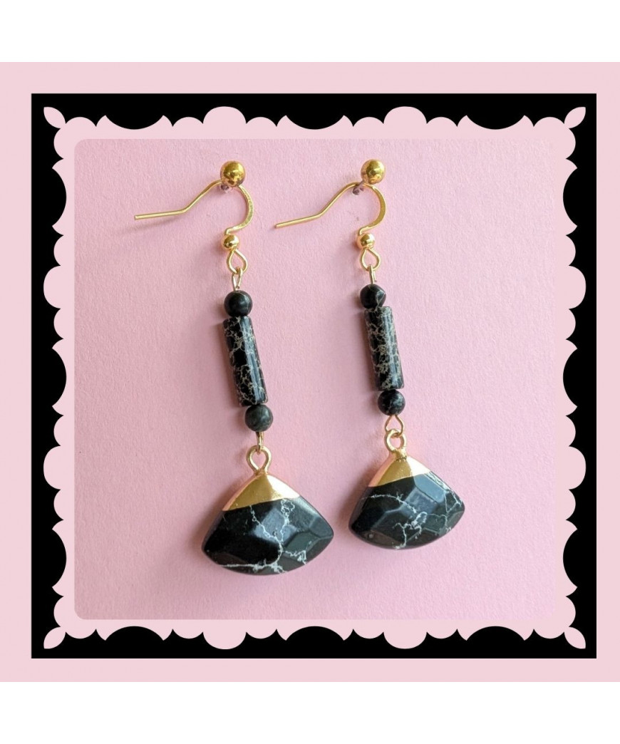 Boucles d'oreilles en Jaspe noir