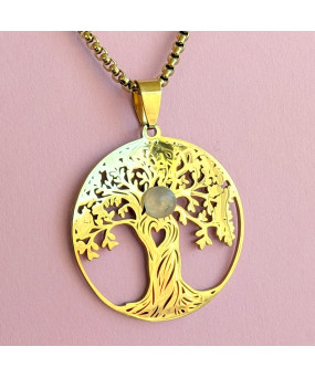 Pendentif Arbre de vie avec du Quartz rose