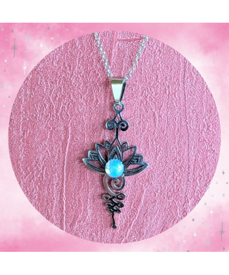 Pendentif Lotus Unalome en Pierre de Lune