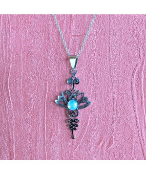 Pendentif Lotus Unalome en Pierre de Lune