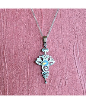 Pendentif Lotus Unalome en Pierre de Lune