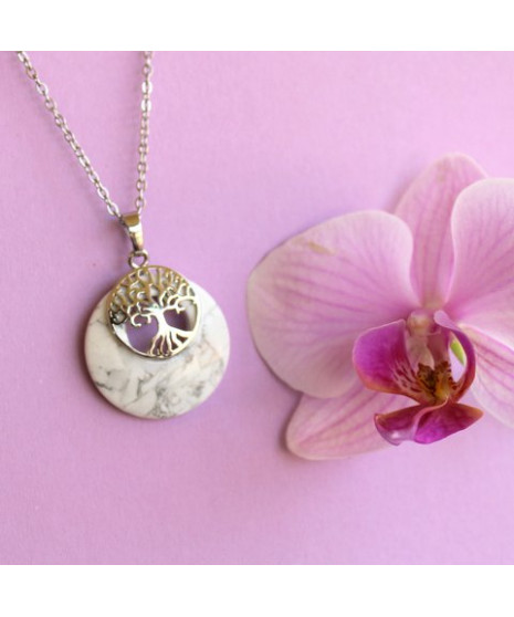 Pendentif Arbre de vie en Howlite