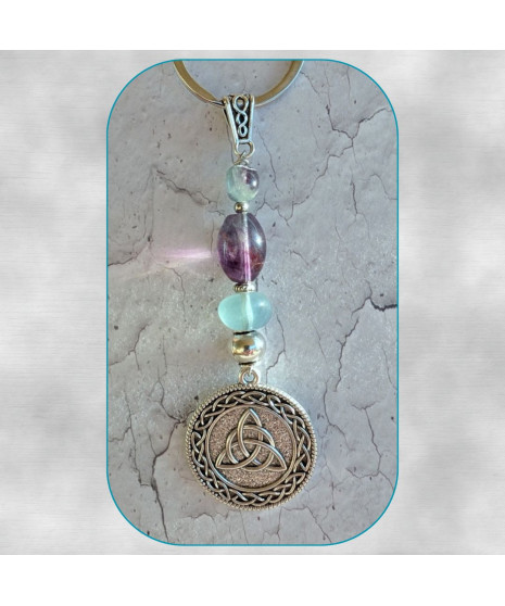 Porte-clefs Triquetra en Fluorite
