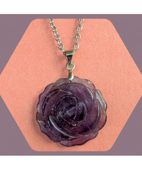 Pendentif Fleur en Améthyste