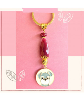 Porte-clefs Chien en Jade...