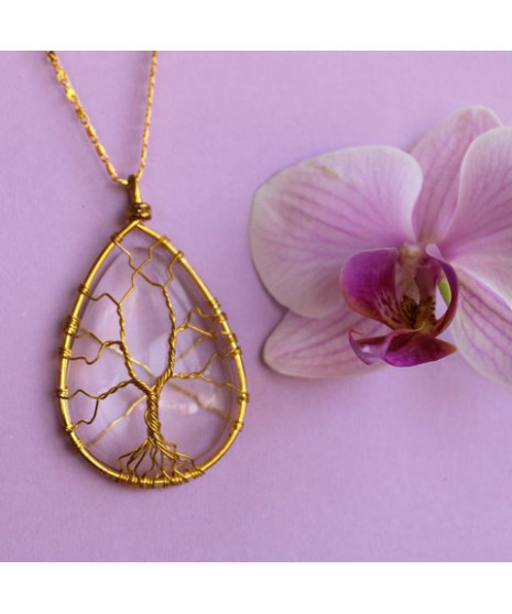 Pendentif Arbre de vie en cristal de roche