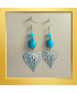 Boucles d'oreilles Cœurs en Agate bleue