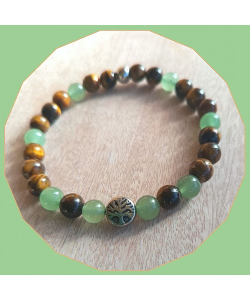 Bracelet Arbre de vie en Aventurine et Œil de tigre