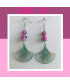 Boucles d'oreilles Gingko en Agate feu rose
