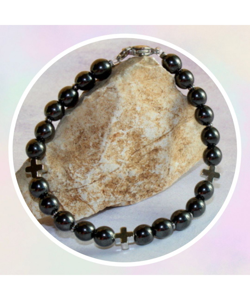 Bracelet croix en Hématite