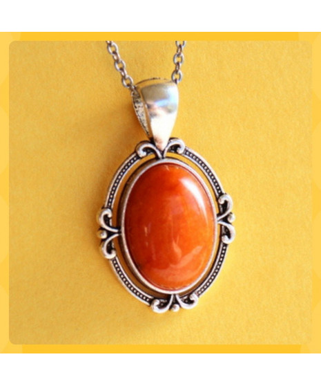 Pendentif Cabochon en Agate orange