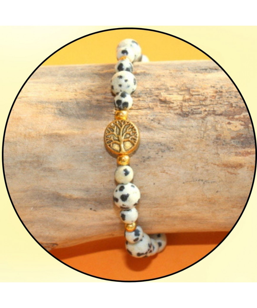 Bracelet Arbre de vie en Jaspe dalmatien