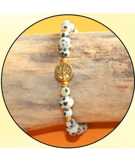Bracelet Arbre de vie en Jaspe dalmatien