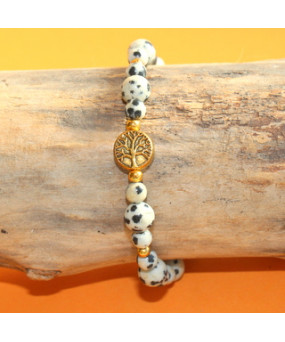 Bracelet Arbre de vie en Jaspe dalmatien