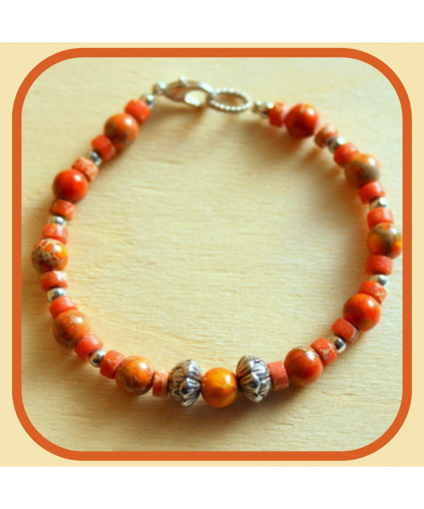 Bracelet en Jaspe Sédiments d'Océan orange
