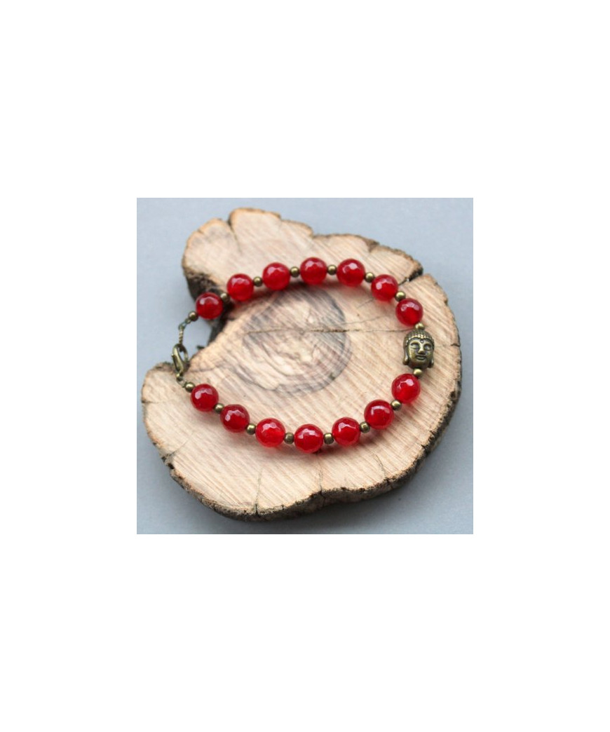 Bracelet Bouddha en Agate rouge