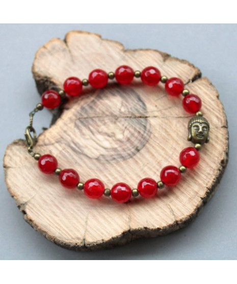 Bracelet Bouddha en Agate rouge
