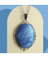 Pendentif cabochon en Agate bleue
