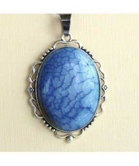 Pendentif cabochon en Agate bleue
