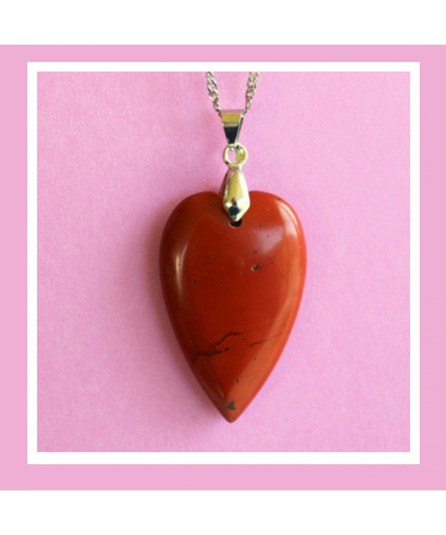 Pendentif Cœur en Jaspe rouge