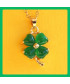 Pendentif doré Trèfles à 4 feuilles en Jade vert