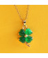 Pendentif doré Trèfles à 4 feuilles en Jade vert