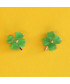 Boucles d'oreilles clous Trèfles à 4 feuilles en Jade vert