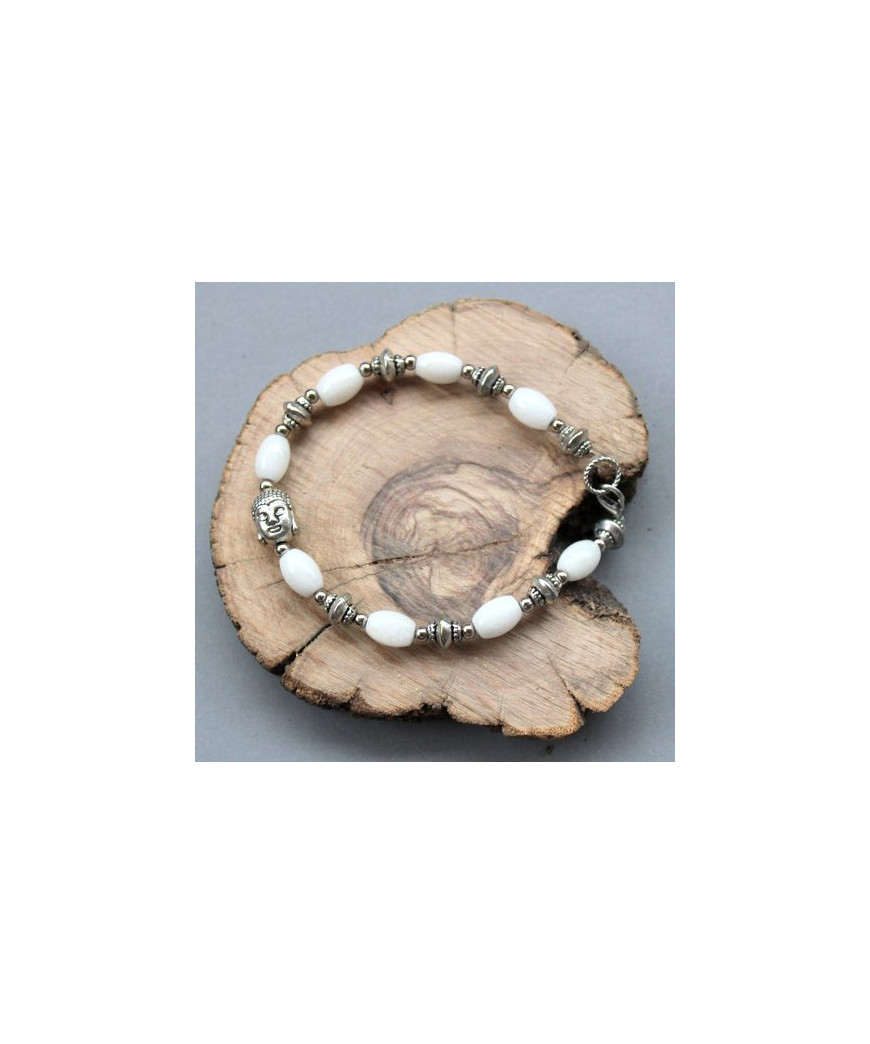 Bracelet Bouddha en Jade blanc
