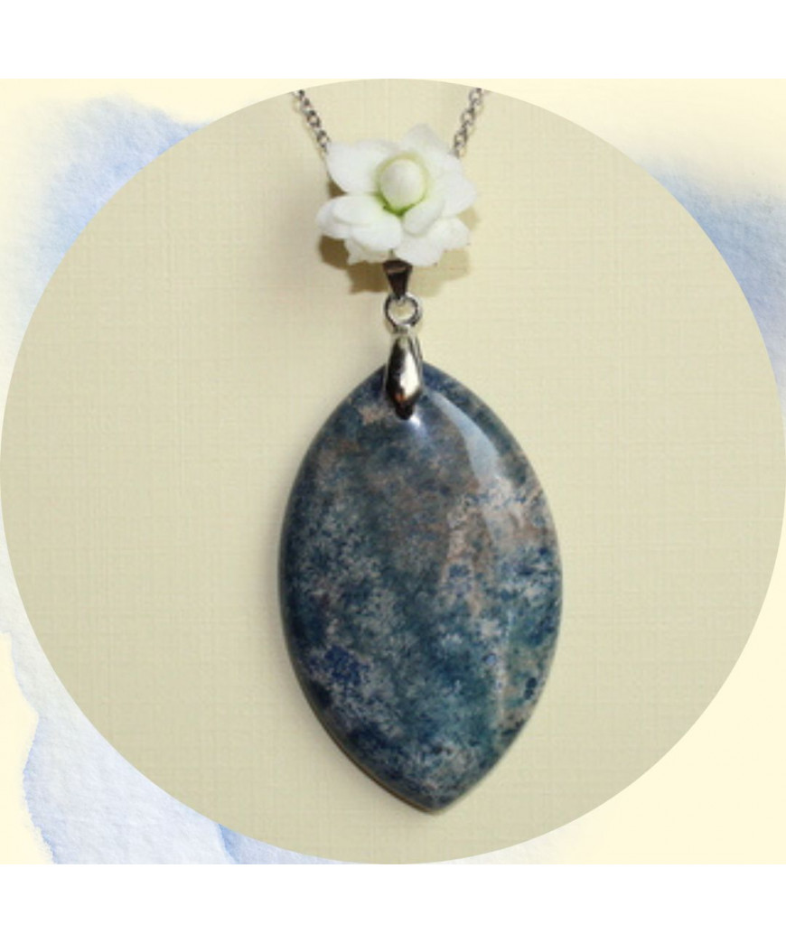 Pendentif en Corail de fossiles d'Agate bleu