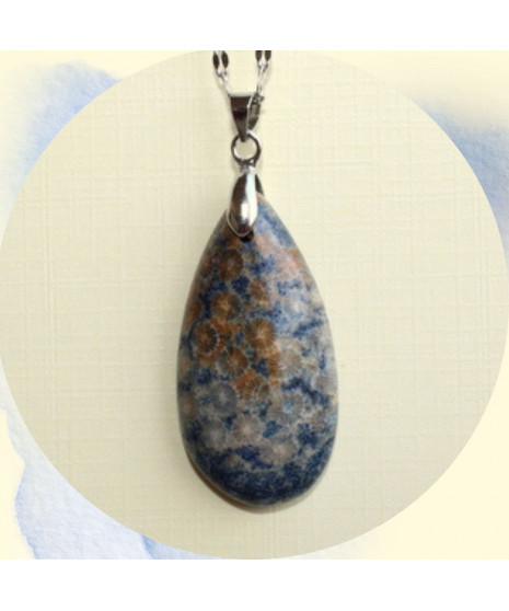 Pendentif en Corail de fossiles d'Agate bleu