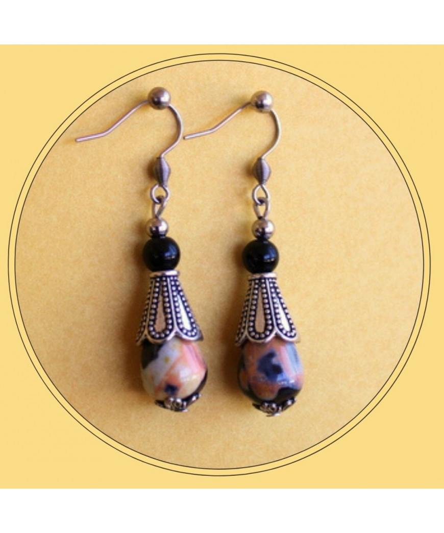 Boucles d'oreilles  en Agate feu jaune