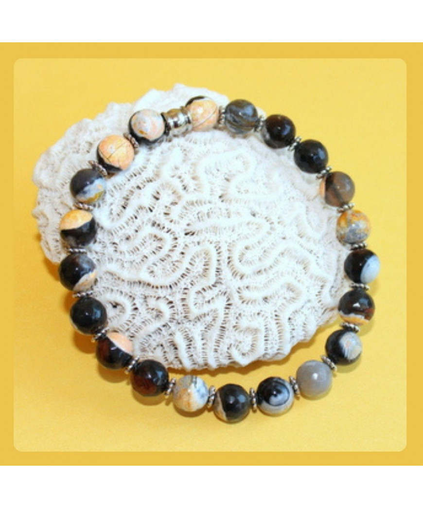 Bracelet  en Agate feu jaune