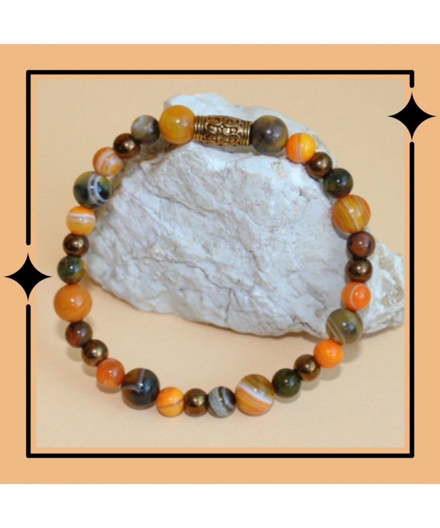 Bracelet  en Agate orange