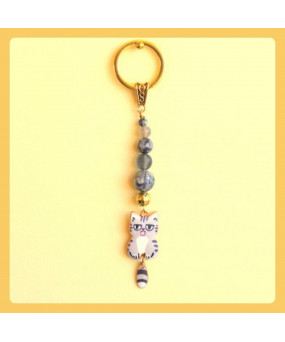 Porte-clefs Chat en Agate...