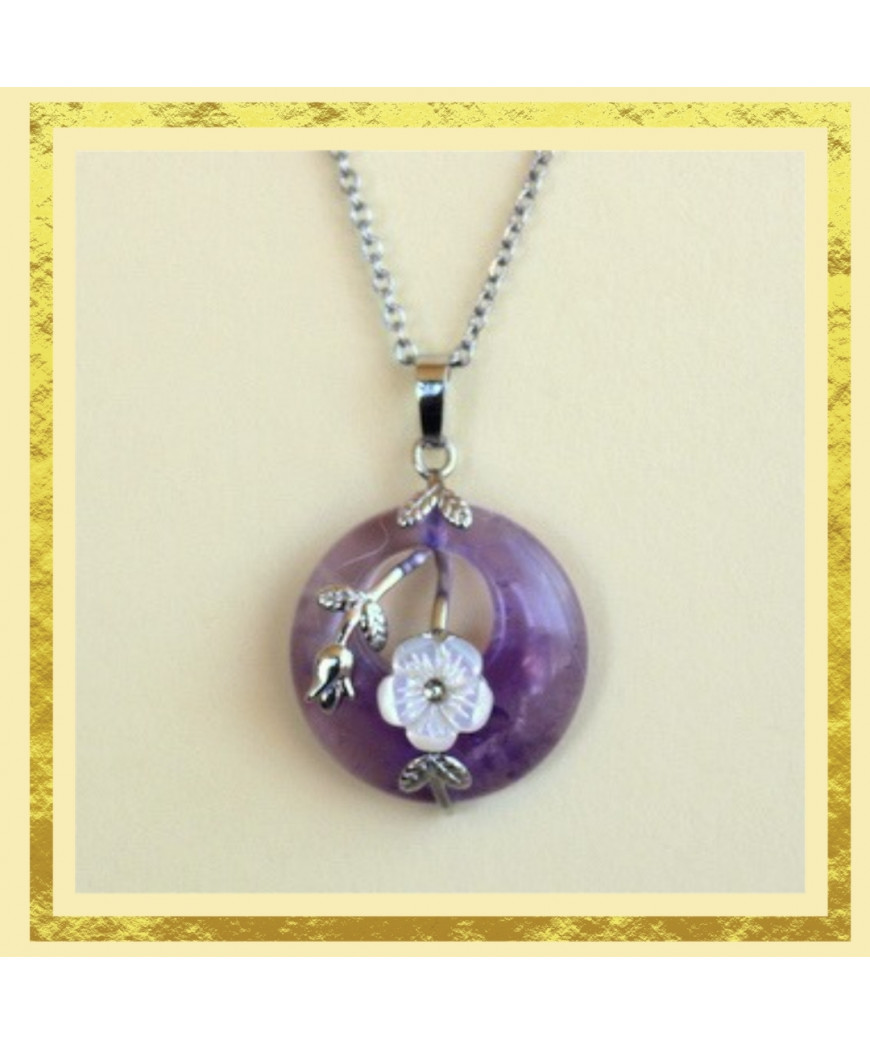 Pendentif Fleur en Améthyste