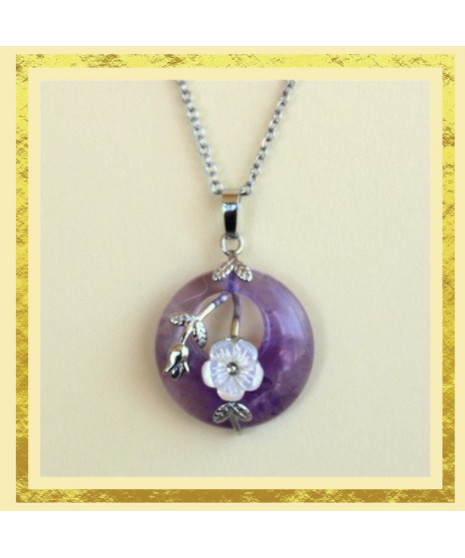 Pendentif Fleur en Améthyste