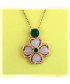 Pendentif Trèfle à 4 feuilles en Agate blanche et en Jade vert