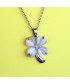 Pendentif Trèfle à 4 feuilles en Agate Œil de chat blanc