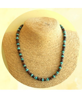 Collier en Œil de tigre, Hématite, Turquoise