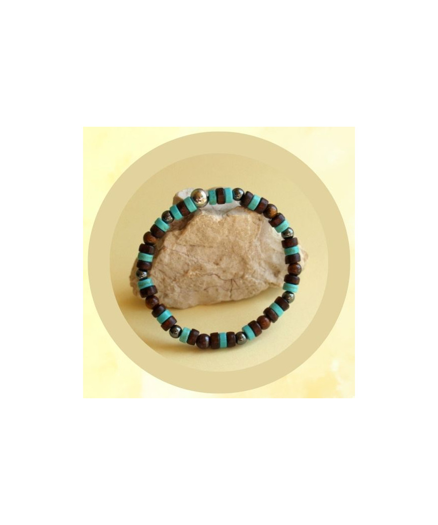 Bracelet de protection en Œil de tigre, Hématite et Turquoise