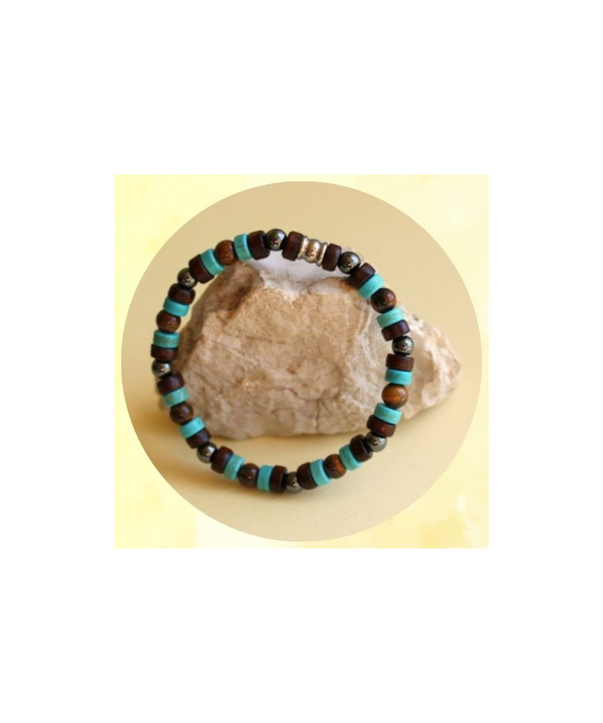 Bracelet de protection en Œil de tigre, Hématite et Turquoise