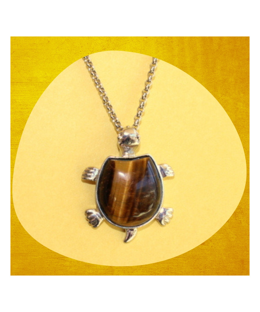 Pendentif Tortue en Œil de Tigre