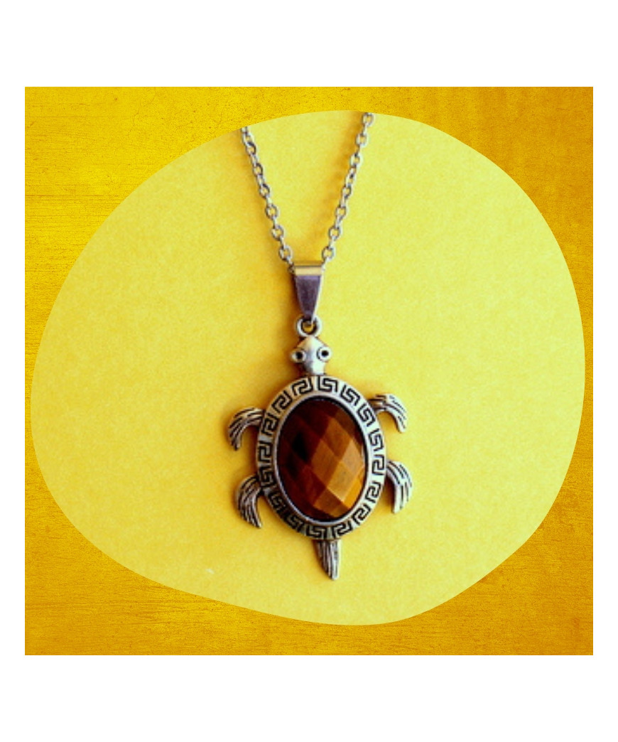 Pendentif Tortue en Œil de Tigre