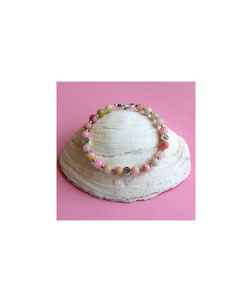 Bracelet fleurs en Jade