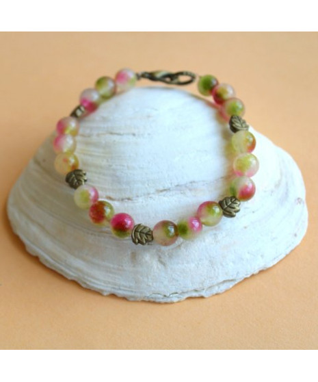 Bracelet feuilles en Jade