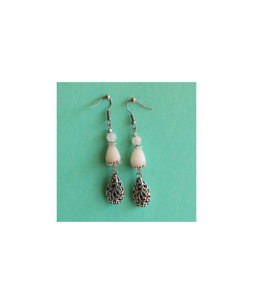 Boucles d'oreilles en Agate blanche