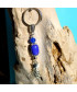 Porte-clefs Chat en Jade bleu et en Agate bleue
