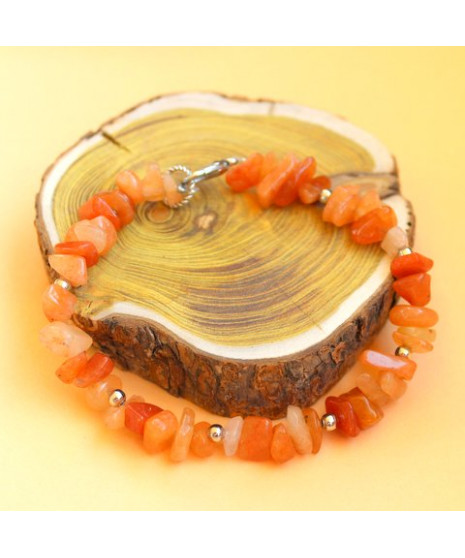 Bracelet pierres irrégulières en Aventurine orange
